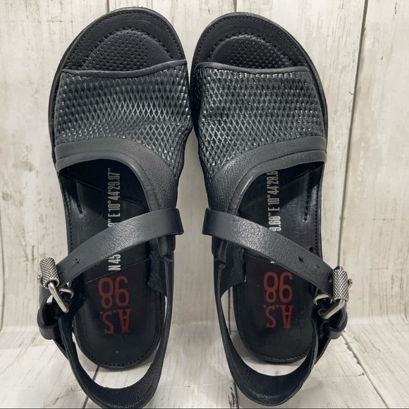A.s.98 Keldon Sandal In Black Leather Size 6-6.5 - Picture 3 of 15